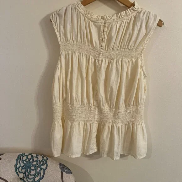 A.N.A Sleeveless Smocked Peplum Top – Size L - Picture 3 of 3